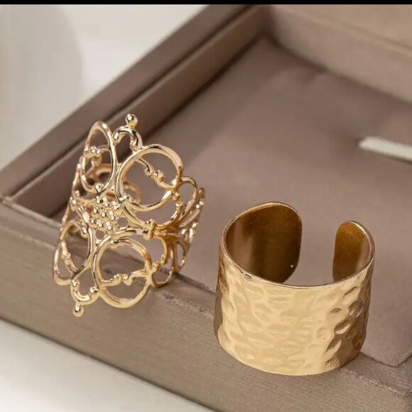 14k gold plated band cuff style rings - Picture 3 of 8